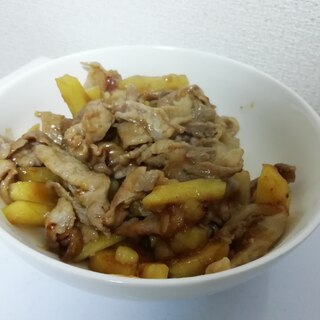 さつまいもと豚肉の甘辛炒め